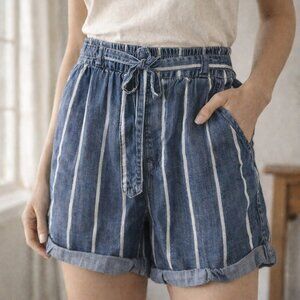 Universal Thread Denim Striped Lyocell Paperbag‎ Shorts, Size S
